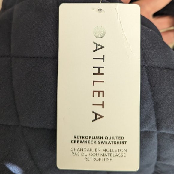 Athleta Retroplush Quilted Crew Sweatshirt, Navy, Medium - Picture 9 of 12